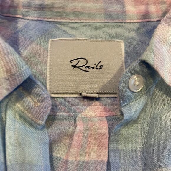 Rails Girls Blue & Pink Plaid Button Down Shirt - Picture 2 of 6